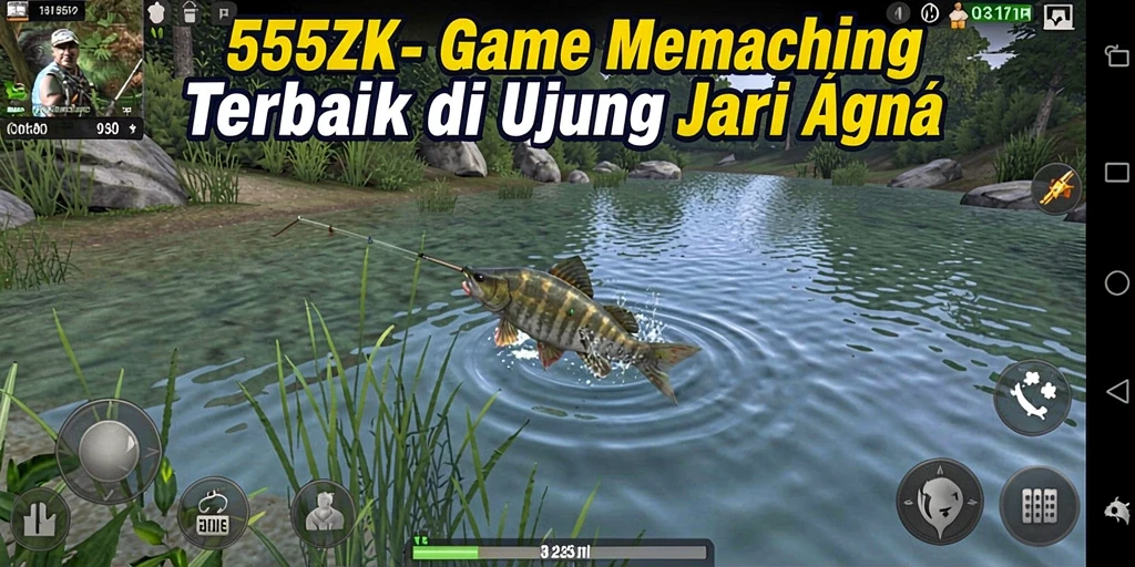 Tampilan gameplay seru di 555ZK dengan aksi memancing yang menegangkan.