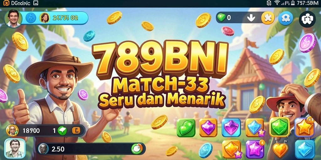 Screenshot utama 789BNI menampilkan gameplay seru Match-3.