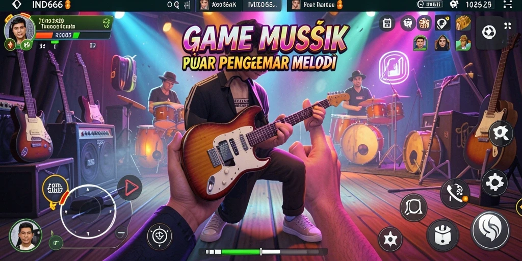 Tampilan gameplay yang menarik dari IND666 dengan berbagai pilihan lagu.