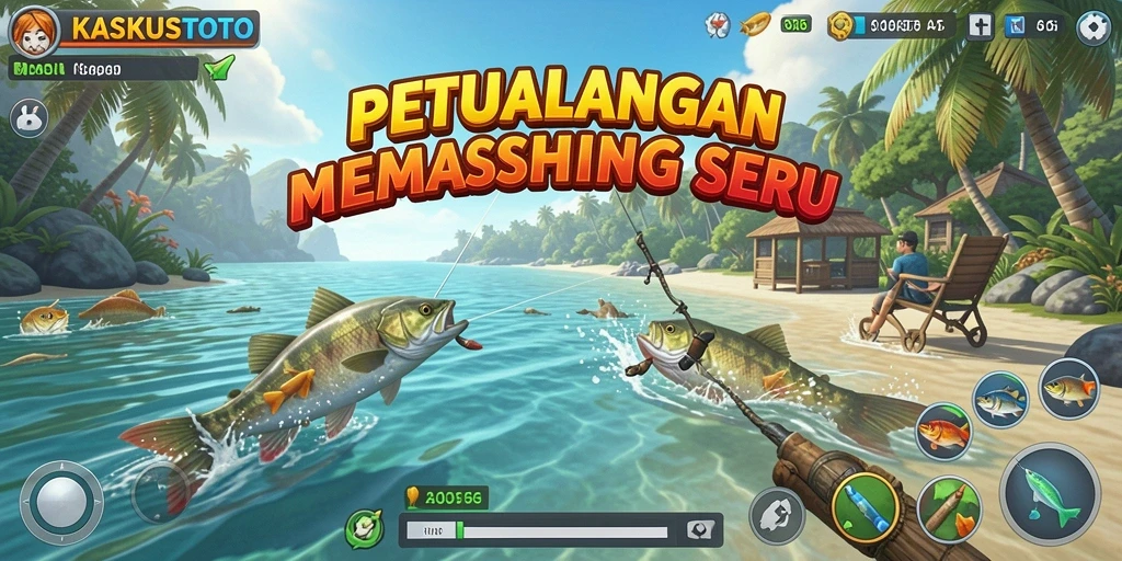 Screenshot KASKUSTOTO menampilkan momen seru saat memancing.