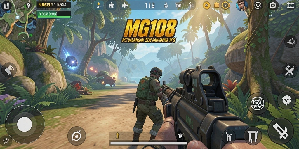 Screenshot utama MG108 menampilkan aksi pertempuran seru dalam game TPS.