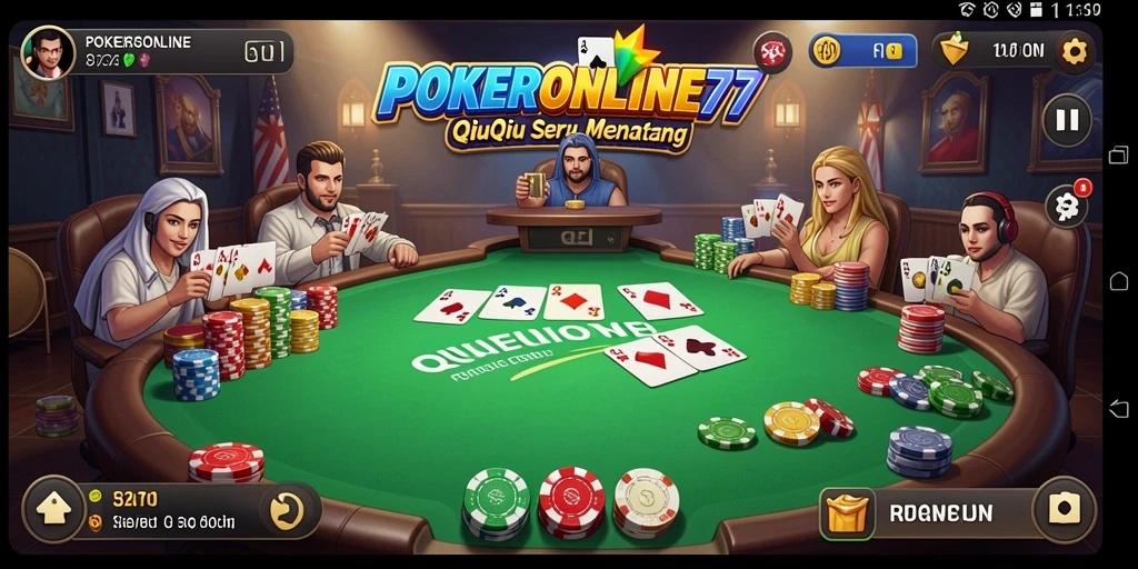 Tampilan permainan QiuQiu yang seru dan menarik di POKERONLINE77.