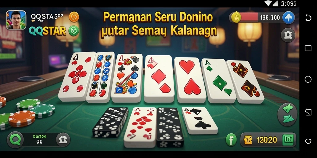 Tampilan seru gameplay Domino di QQSTAR.