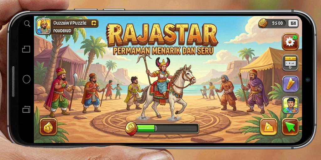 Screenshot RAJASTAR menampilkan gameplay Puzzle penuh warna dan menantang.