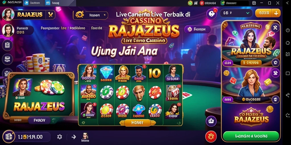 Screenshot RAJAZEUS menunjukan dealer profesional dan pemain aktif dalam Live Casino.