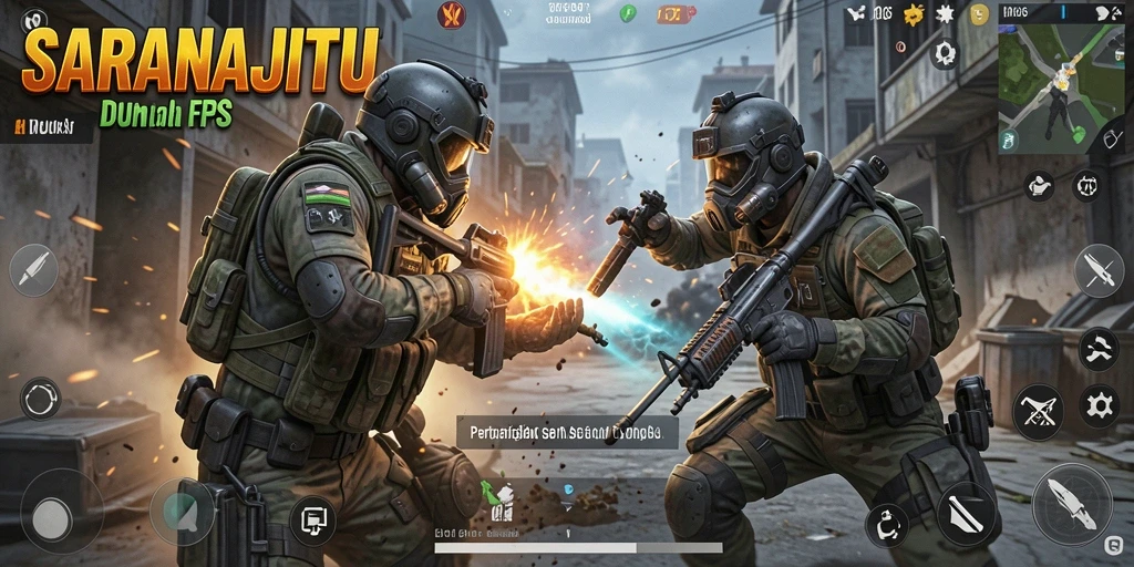 Tampilan menegangkan dalam pertempuran FPS SARANAJITU.