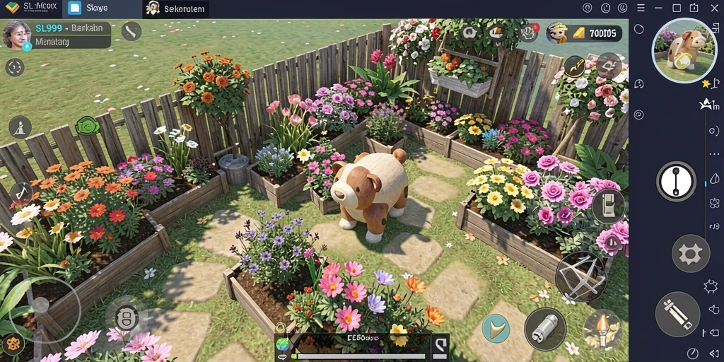 Gameplay SL999 yang seru dengan aktivitas berkebun yang menarik.