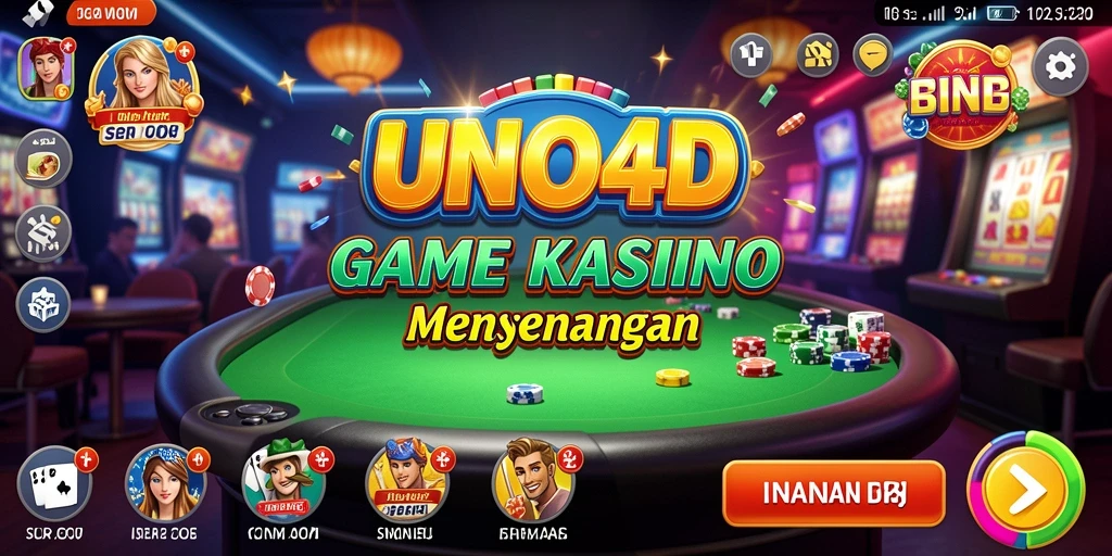 Screenshot gameplay <strong>UNO4D</strong> yang menampilkan suasana kasino yang mendebarkan.