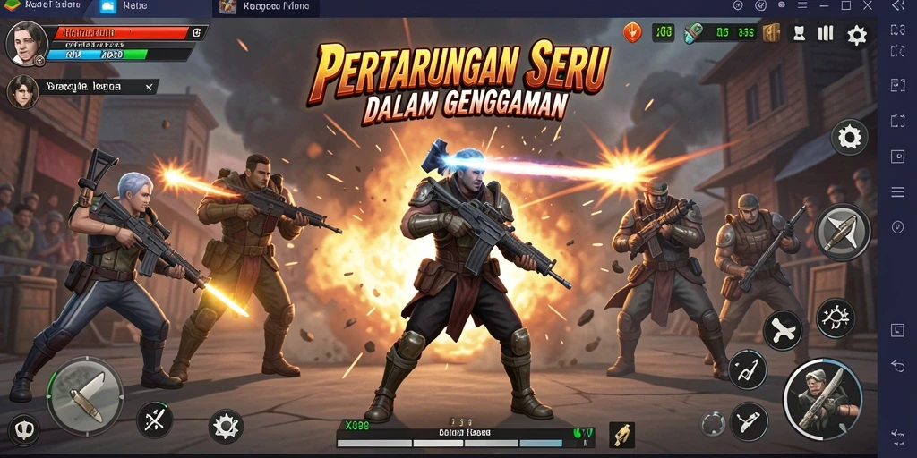 Screenshot gameplay X88 menampilkan pertarungan seru dan karakter yang beragam.