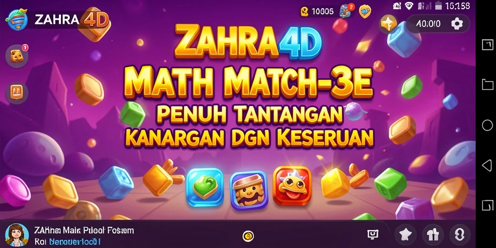 Tampilan screenshot ZAHRA4D, menunjukkan gameplay Match-3 yang seru.
